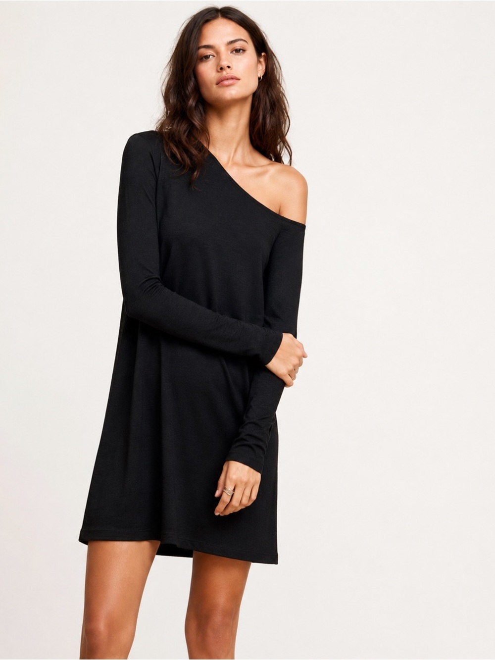 ARITZIA Wilfred Off Shoulder Long Sleeve Black Mini Dress